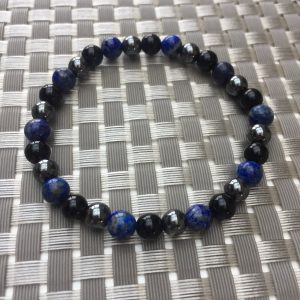 Bracelet en Onyx, Hématite et Lapis Lazuli