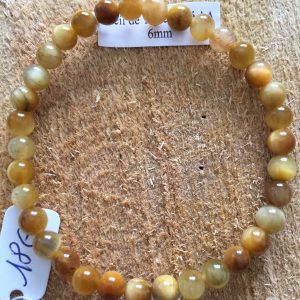 Bracelet Perles 06mm Oeil de Tigre Doré