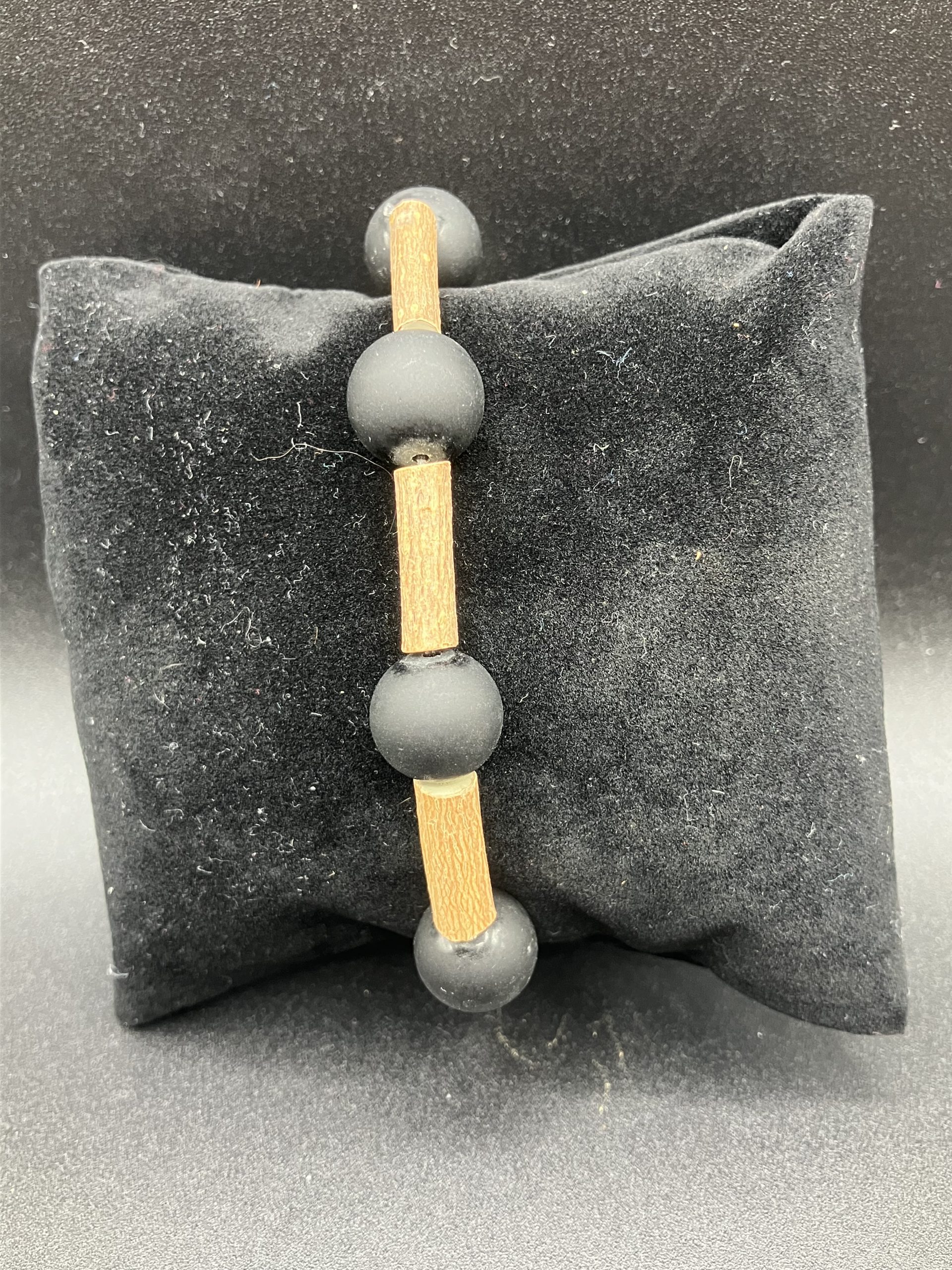 Bracelet en Noisetier, Obsidienne noire mate 12mm – Image 2