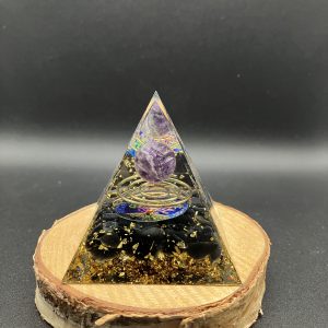 Orgonite 60mm - Arbre de vie - Améthyste et Obsidienne Noire
