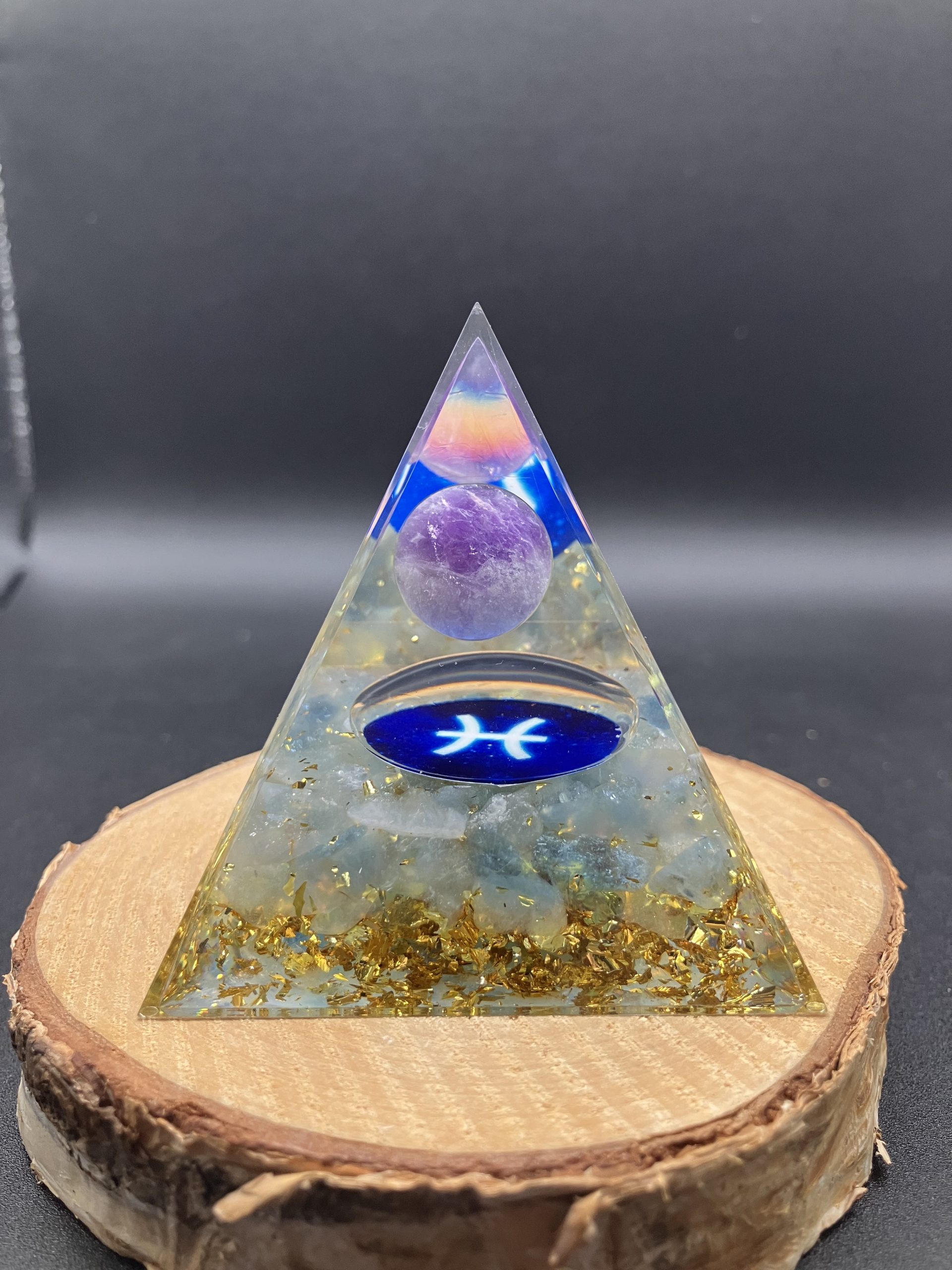 Orgonite 60mm - Poisson - Améthyste et Aigue Marine