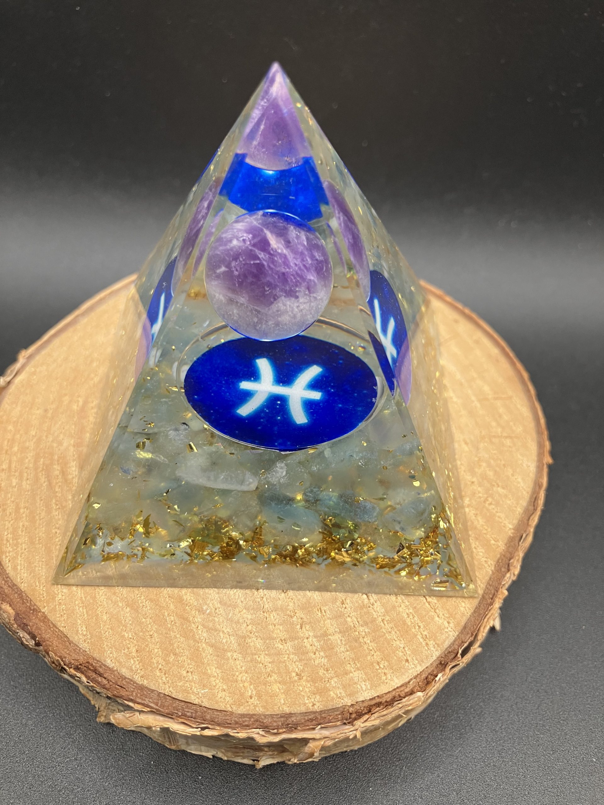 Orgonite 60mm - Poisson - Améthyste et Aigue Marine – Image 2