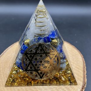 Orgonite 60mm - Fleur de vie étoile - cristal de roche et lapis lazuli
