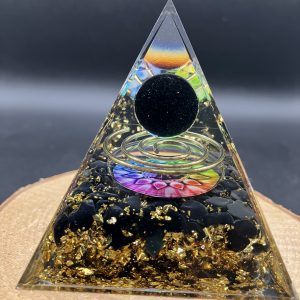Orgonite 60mm - Méditation et spirale - Obsidienne Noire