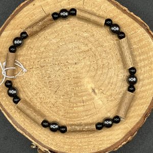 Bracelet en Noisetier, Hématite 6mm et Onyx 4MM