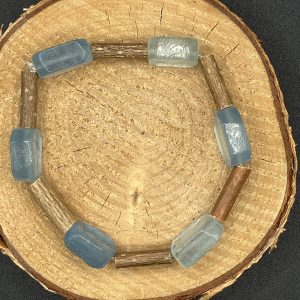 Bracelet en Noisetier, aigue marine facetté